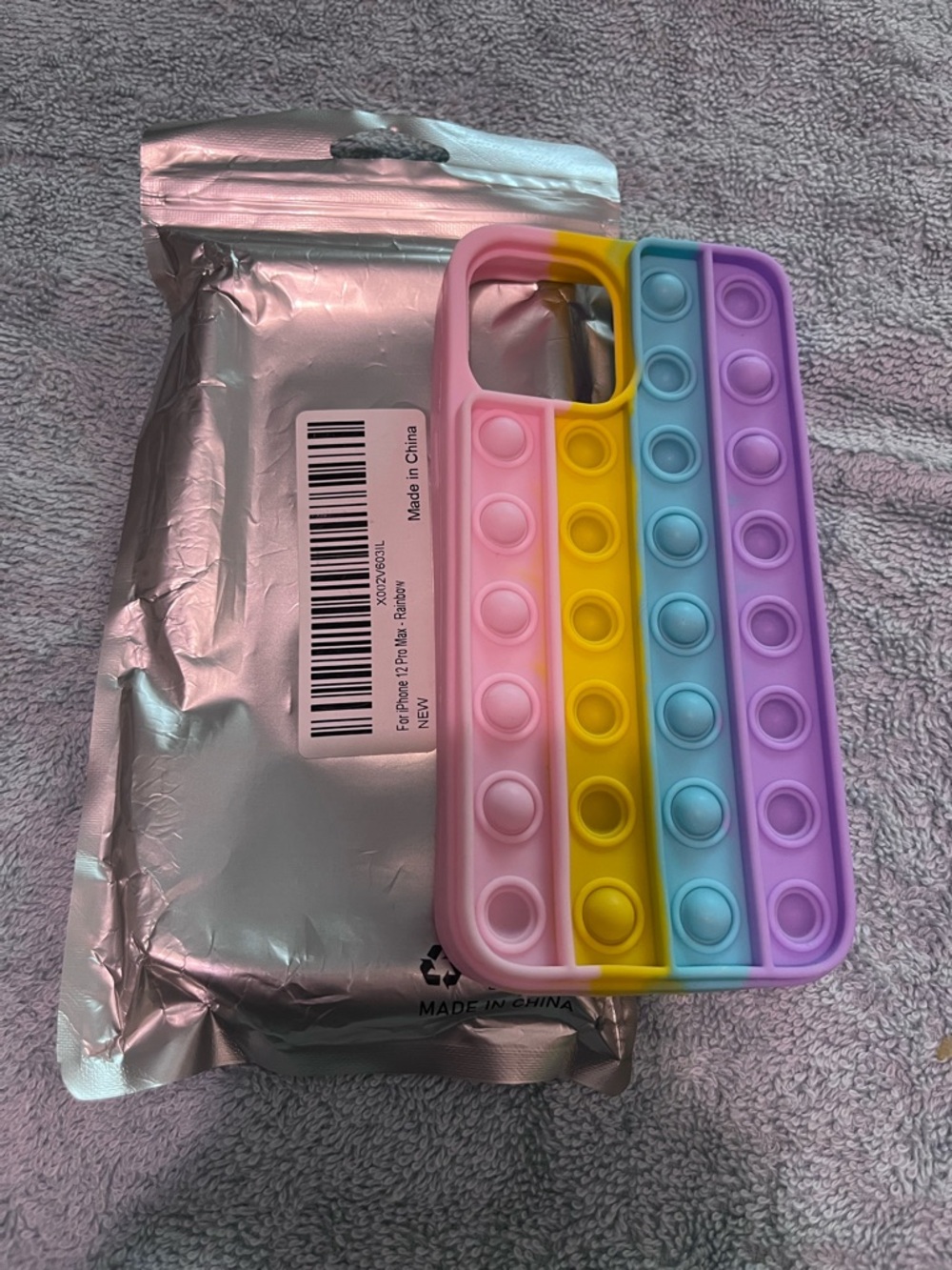 Pastel Rainbow Silicone Pop It iPhone 12 Pro Max Case - Pink/Yellow/Blue/Purple